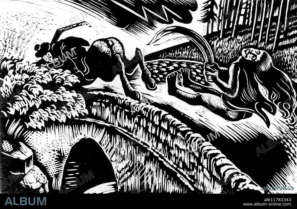 Illustration by D.P. Bliss to THE DEVIL IN SCOTLAND, published 1934. From Tam o'Shanter by Robert Burns. - © TopFoto / Fortean.