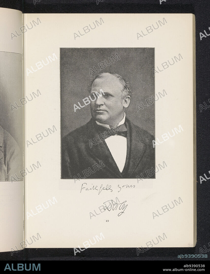 Portrait of Frederick Stanley, Earl of Derby, Elliott & Fry, anonymous, c. 1881 - in or before 1891, paper, height 141 mm × width 100 mm.