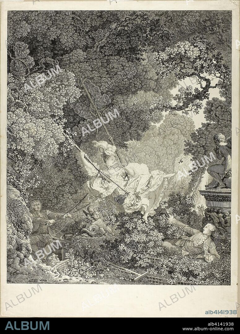 The Happy Accident of the Swing. Nicolas Delaunay (French, 1739-1792); after Jean Honoré Fragonard (French, 1732-1806). Date: 1792. Dimensions: 510 × 420 mm (image/plate); 591 × 443 mm (sheet). Engraving in black ink on ivory laid paper. Origin: France.