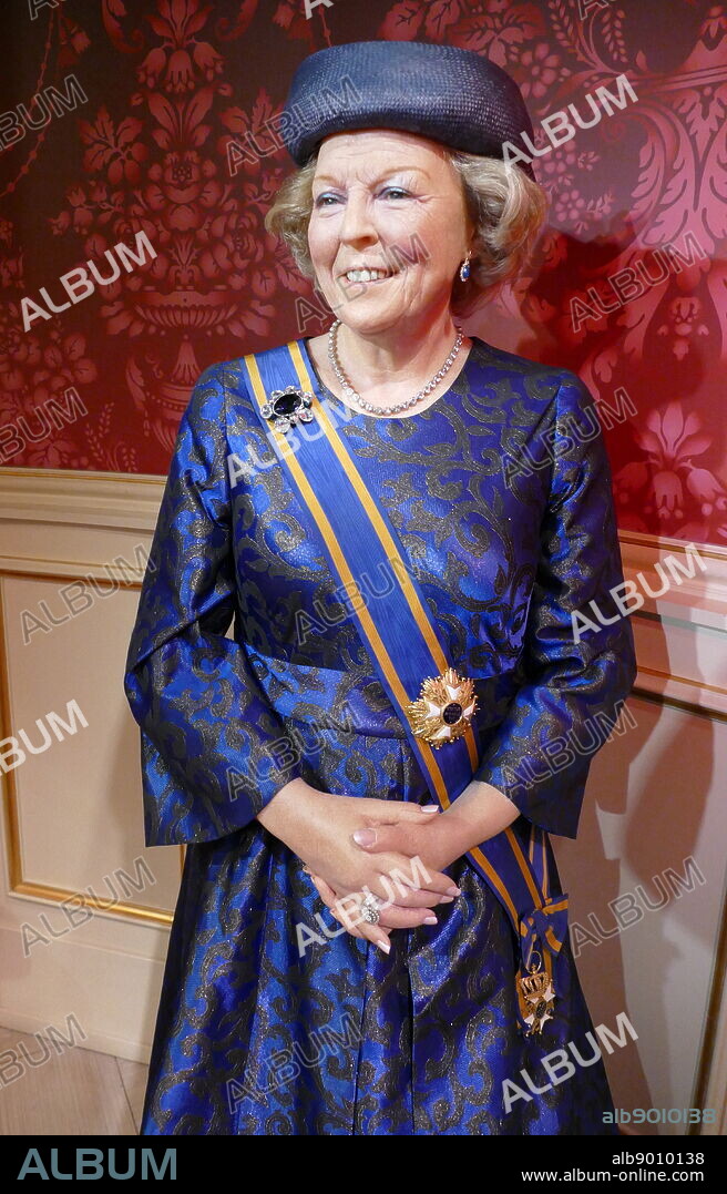Waxwork statue of Princess Beatrix of the Netherlands. Beatrix was born 31 January 1938. She is a member of the Dutch Royal House who reigned as Queen of the Netherlands from 30 April 1980 until her abdication on 30 April 2013.