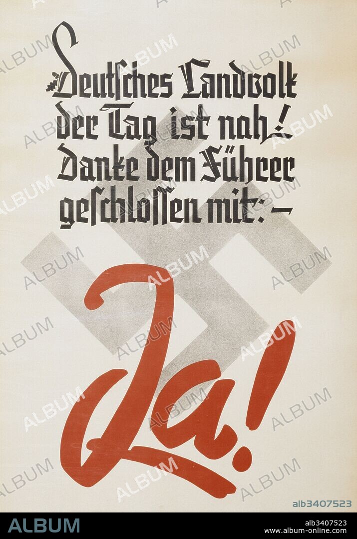 (pro-Nazi), propaganda poster for Hitler during the 1934 referendum, on merging the posts of Chancellor and President.