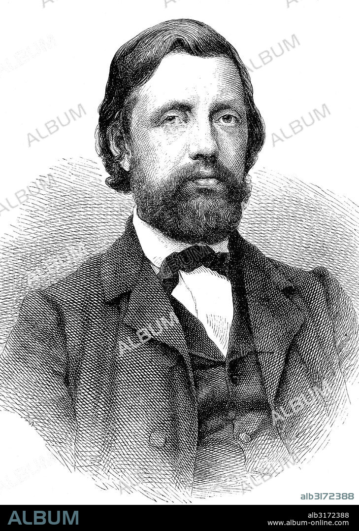 Carl riedel or karl riedel, 1827 - 1888, a german conductor and composer, historical wood engraving, 1886.