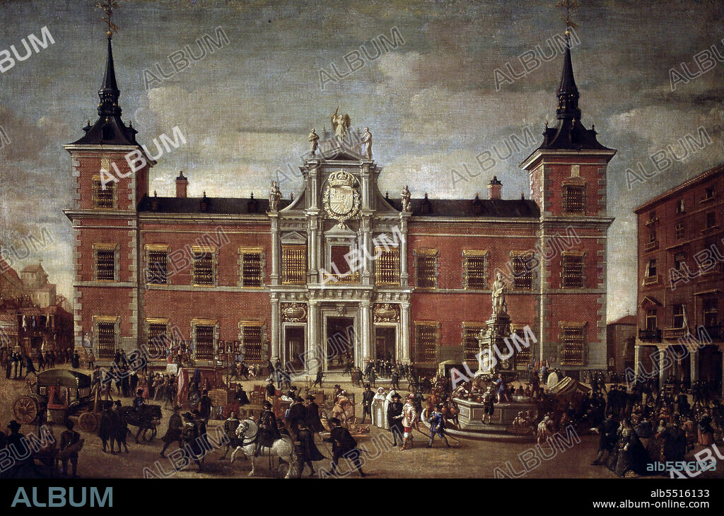 MADRID. " LA CARCEL DE LA CORTE ". OLEO ANONIMO HACIA 1670. EN LA ACTUALIDAD ES LA SEDE DEL MINISTERIO DE ASUNTOS EXTERIORES. MINISTERIO DE ASUNTOS EXTERIORES . MADRID. MADRID PINTADO.