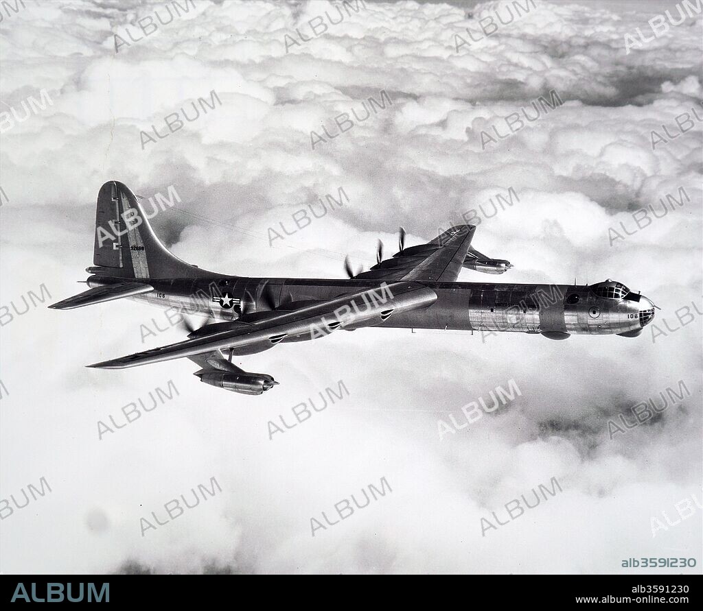 Photograph of a Convair B-36 Peacemaker. The Convair B-36 Peacemaker was a strategic bomber plane built by Convair for the United States Air Force. Dated 20th Century.