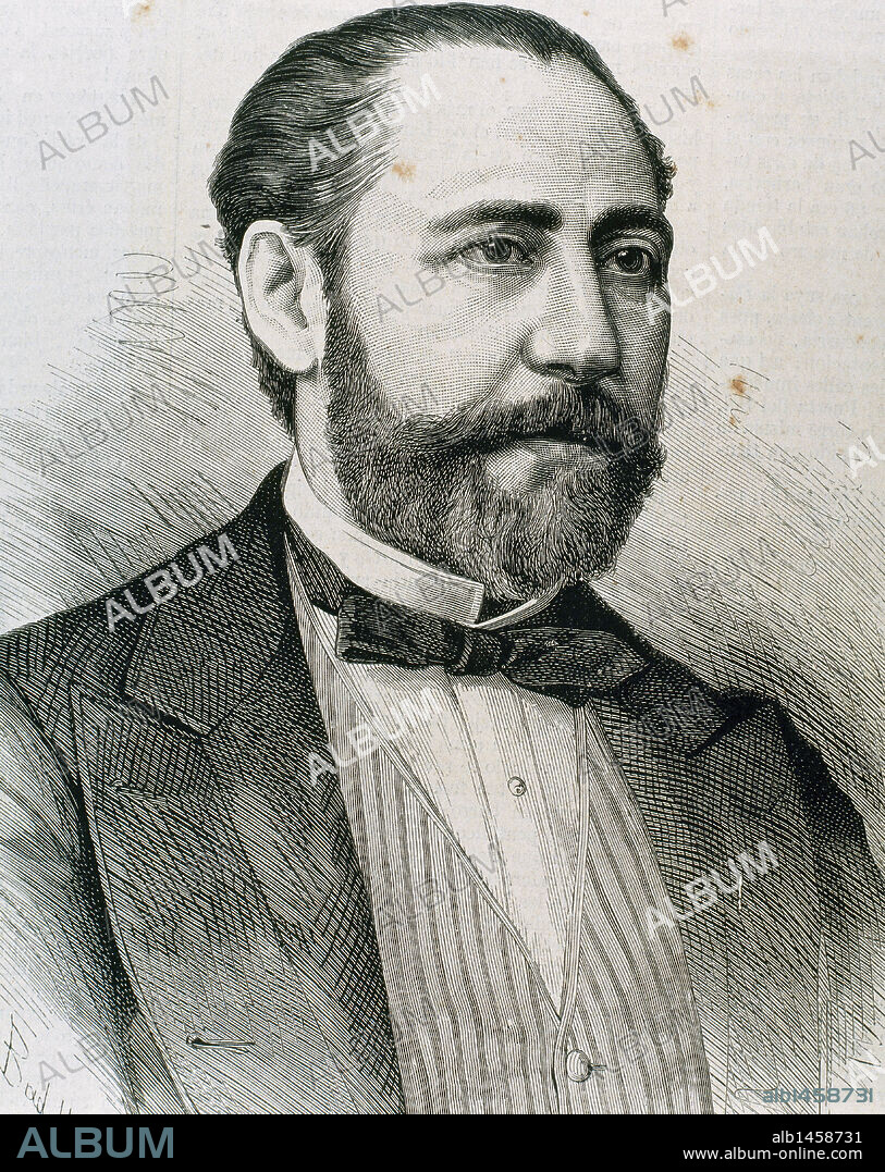 BARBIERI, Francisco Asenjo (Madrid,1823-Madrid, 1894). Compositor español. Revalorizó la zarzuela, autor de numerosas de ellas como, "Pan y toros" (1864), "El barberillo de Lavapiés" (1874), entre otras. Grabado de A. Carretero.