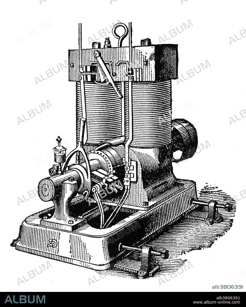 Edison Dynamo Electric Machine. A dynamo is an electrical generator that produces direct current with the use of a commutator. Dynamos were the first electrical generators capable of delivering power for industry, and the foundation upon which many other later electric-power conversion devices were based, including the electric motor, the alternating-current alternator, and the rotary converter. Today, the simpler alternator dominates large scale power generation, for efficiency, reliability and cost reasons. A dynamo has the disadvantages of a mechanical commutator. Also, converting alternating to direct current using power rectification devices (vacuum tube or more recently solid state) is effective and usually economical.
