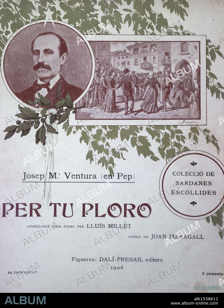JOSEP Mª VENTURA. Portada de la sardana "Per tu ploro", compuesta por el maestro Ventura, Josep Mª (Pep Ventura); Letra de Maragall, Joan; Año 1906.
