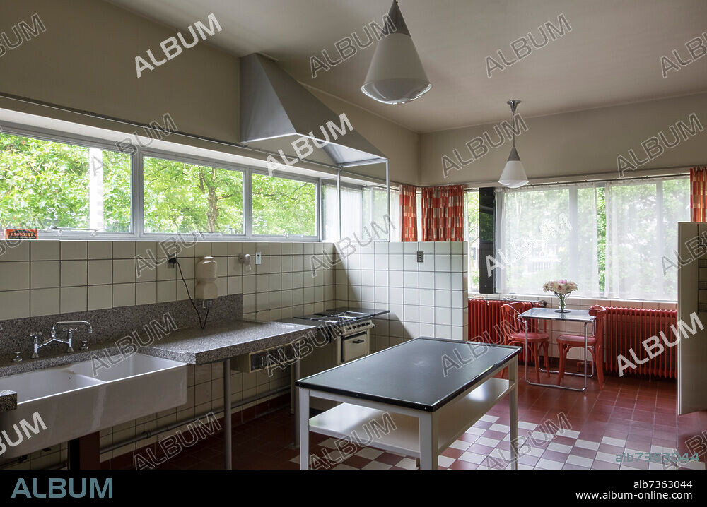 Rotterdam, The Netherlands. House Sonneveld, built 1932 - 1933, architects: Brinkman & van der Vlugt, for AH Sonneveld. Interior view of the kitchen on the ground floor. Photo, 2017.