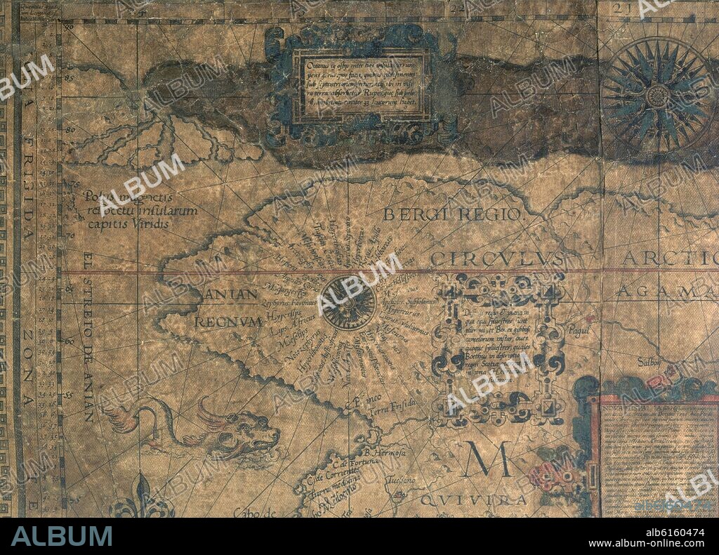PETRUS PLANCIUS. MAPA MUNDI - ESTRECHO BERING.