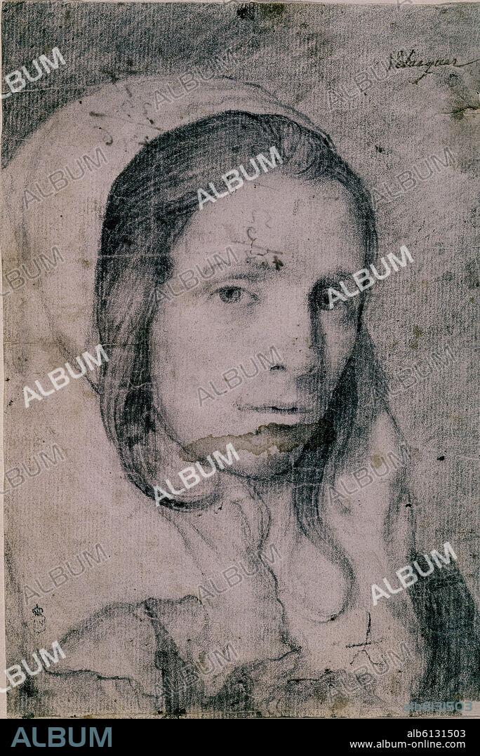 DIEGO VELAZQUEZ (1599-1660). DIBUJO DE UNA CARA DE MUJER - SIGLO XVII.