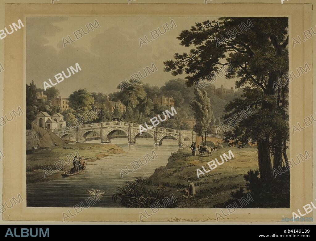 View of Richmond from the Bridge. Thomas Sutherland (English, 1785-1825); after John Gendall (English, 1790-1865). Date: 1819. Dimensions: . Aquatint, heightened with watercolor, on paper. Origin: England.