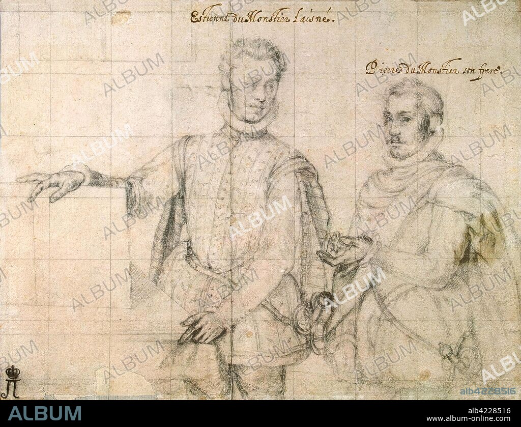 PIERRE L'AÎNÉ DUMONSTIER. 'Double Portrait of Etienne and Pierre Dumoustier'. France, Circa 1570. Dimensions: 22,5x31 cm.