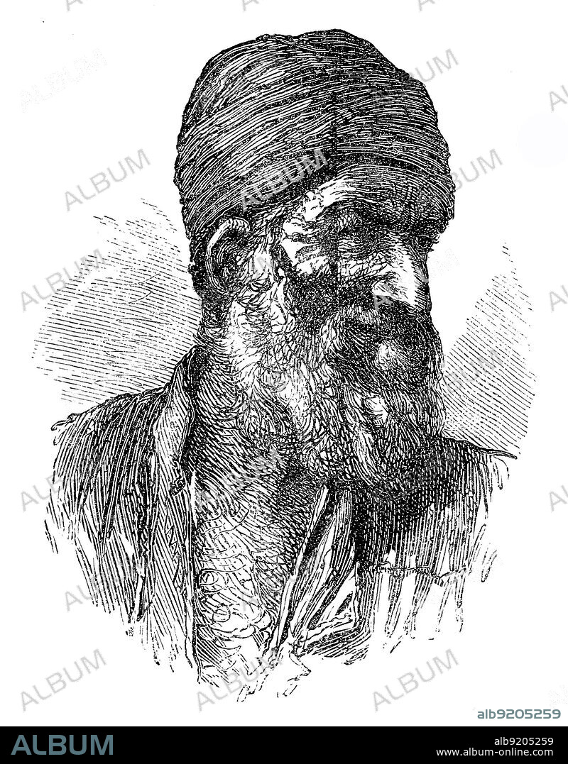 Berufe in Konstantinopel, Türkei, im Jahre 1880, Türkischer Jude Händler / Occupations in Constantinople, Turkey, in 1880, Turkish Jew Merchant, Historisch, historical, digital improved reproduction of an original from the 19th centu, genaues Originaldatum nicht bekannt.