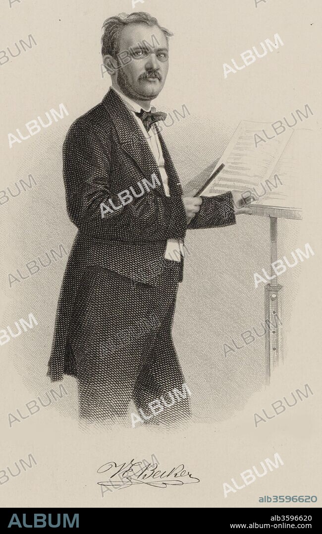 AUGUST WEGER. Portrait of the composer Valentin Eduard Becker (1814-1890).