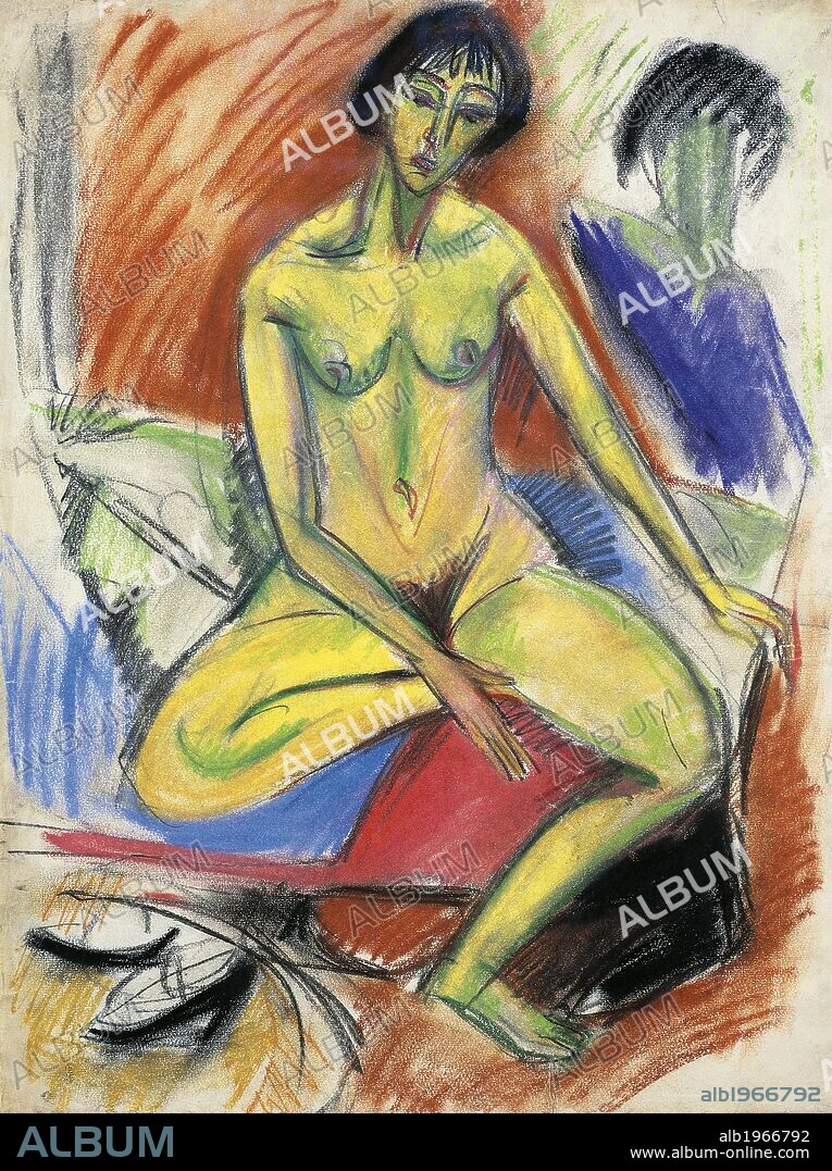 Seated female nude, 1912, by Ernst Ludwig Kirchner (1880-1938).