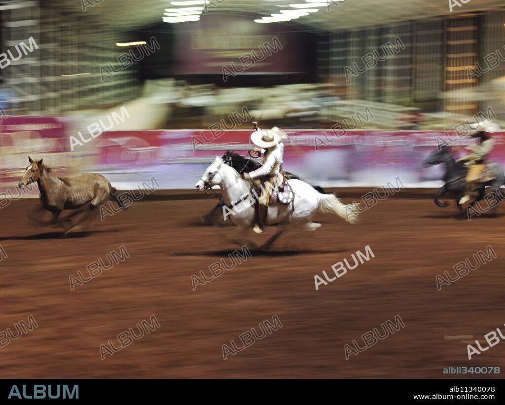 Mexican charro participating in charreadas, a type of rodeo, Guadalajara, Jalisco, Mexico, North America.