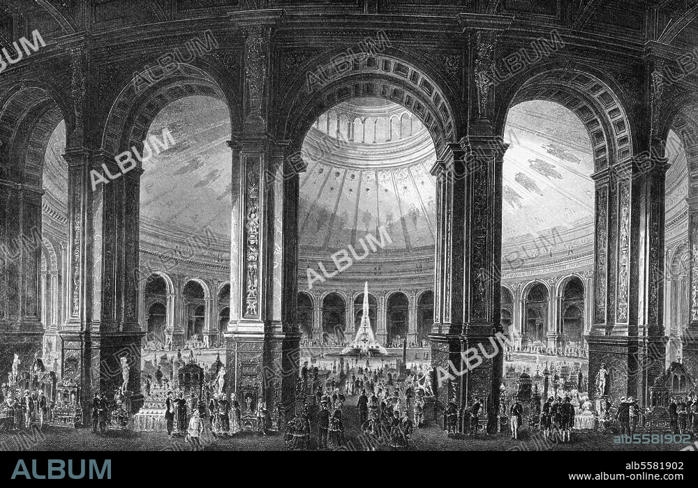 Wien, Weltausstellung 1873. "Die Rotunde des Weltausstellungs-Gebäudes". Stahlstich, zeitgenössisch, nach Zeichnung von Perlberg. Berlin, Sammlung Archiv für Kunst und Geschichte.