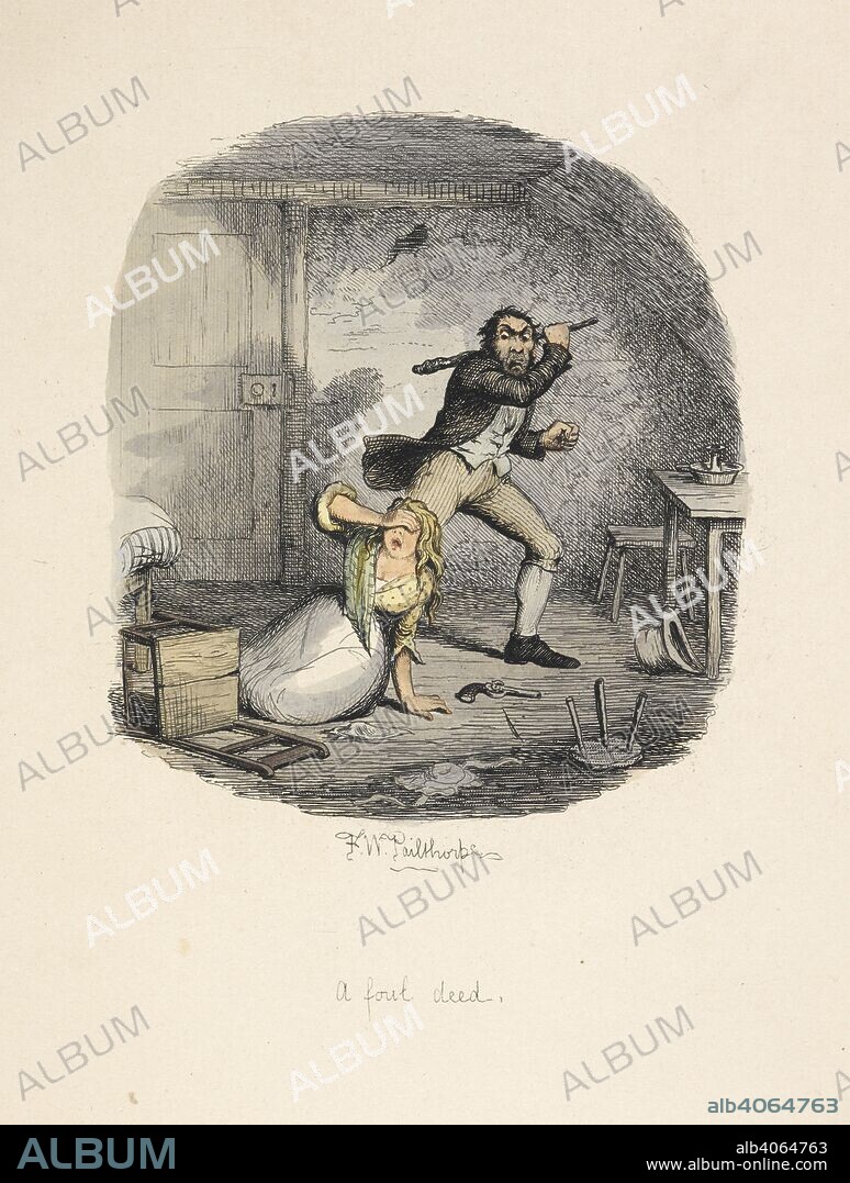 'A foul deed.' Bill Sikes about to kill Nancy. Oliver Twist by Charles Dickens. London : Robson & Kerslake, 1885. Source: Dex.312.(2).