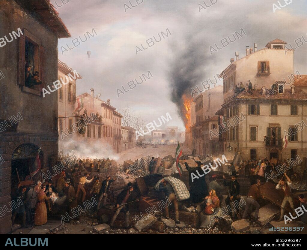 Carlo Canella. 1800-1879. Porta Tosa in Milan (March 22. 1848). 1848-1850. oil painting on canvas. cm 74 x 94.5.