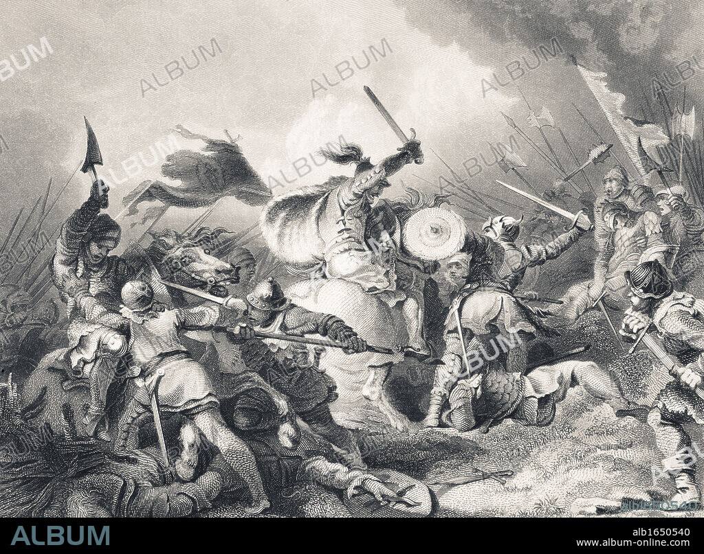 The Battle of Hastings 1066 From The National and Domestic History of England by William Aubrey published London circa 1890.
