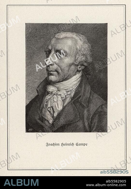 Campe, Johann Heinrich Pädagoge, Sprachforscher und Verleger Deensen (Braunschweig) 29.6.1746 - Braunschweig 22.10.1818. Porträt. Holzstich nach dem Gemälde, um 1790, von Johann Heinrich Schröder (1756-1812).