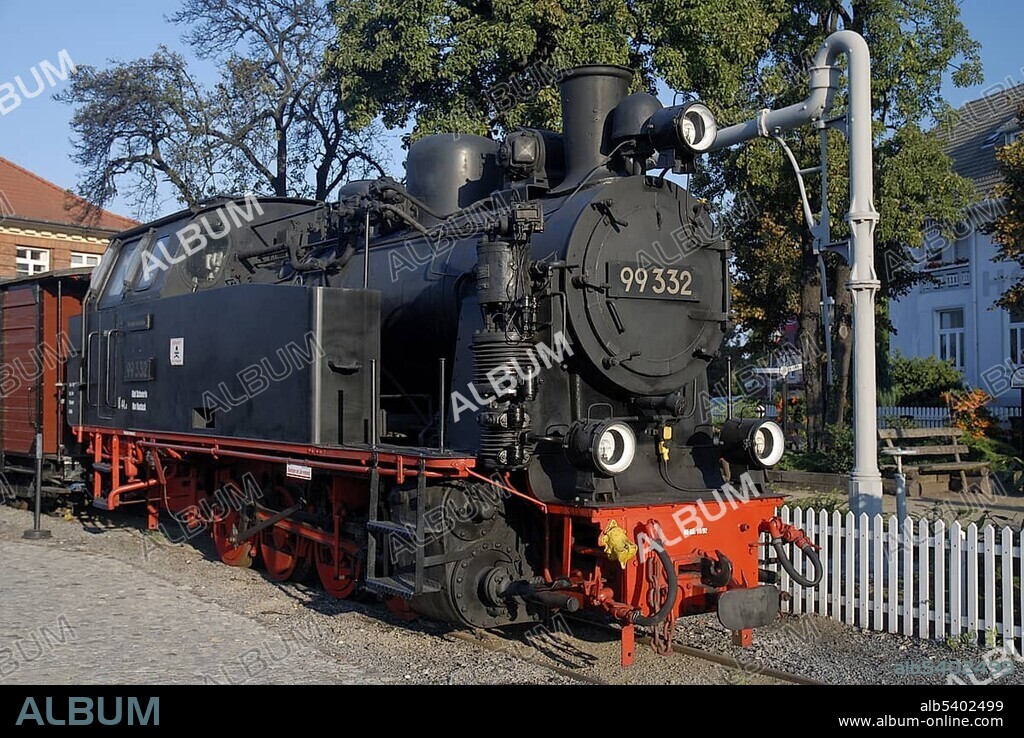 Historic steamer of narrow-gauge railway at the Molli museum at railway station Kuehlungsborn West, Kuehlungsborn, Western Pomerania, Germany, Europe.