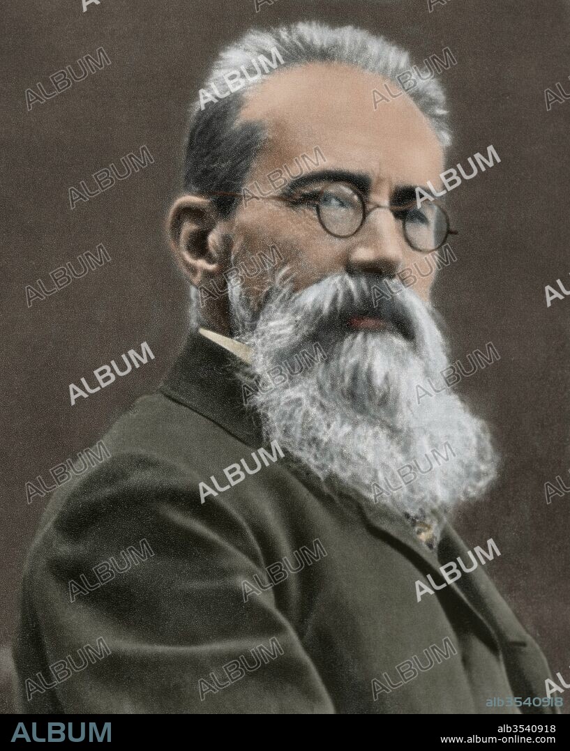 Nikolai Andreyevich Rimsky-Korsakov (1844-1908). Rusian composer and conductor. Portrait. Photography. Colored.