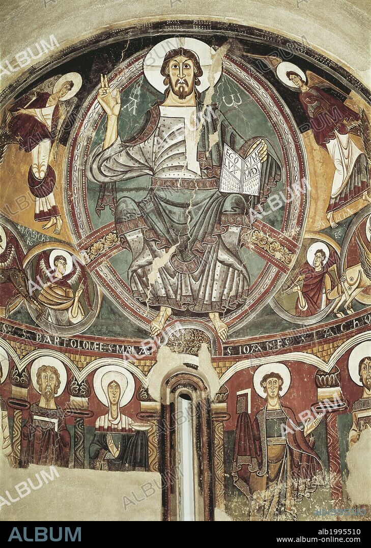 Christ Pantocrator, or Christ in Majesty, 1123, by the Master of St Clement of Taull (active ca 1123), fresco.