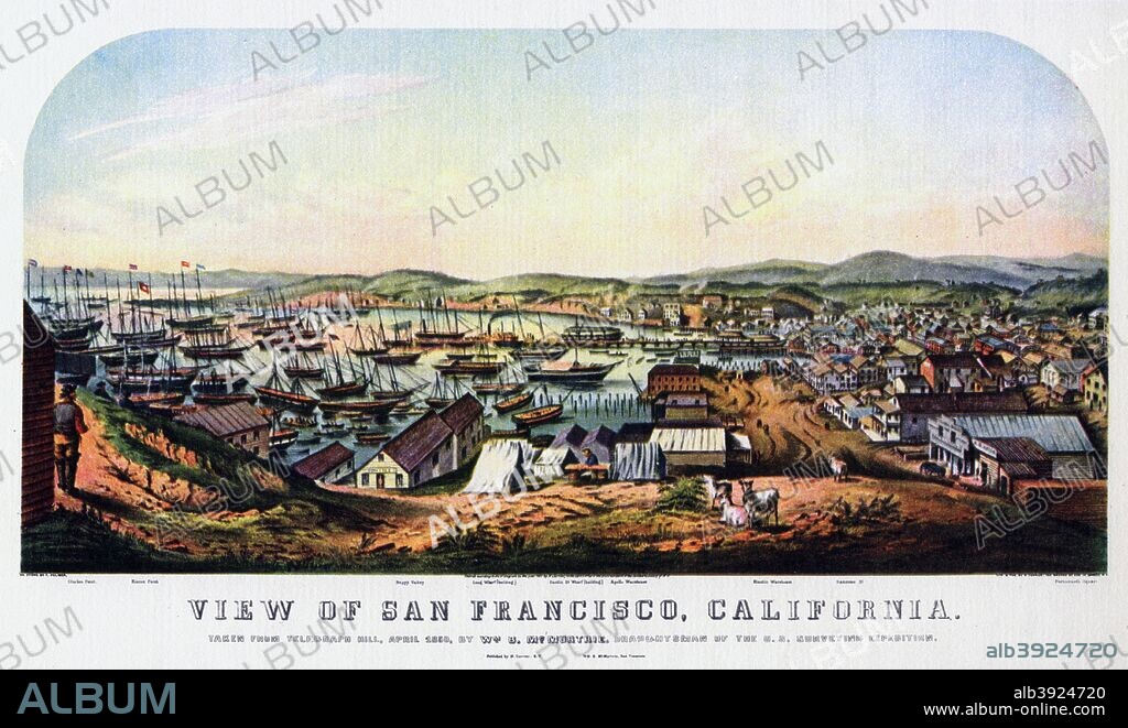San Francisco, California, 1850 (1937). From Old California, In Pictures and Story, by Stewart Edward White and published by Doubleday, Doran and Company (New York, 1937).