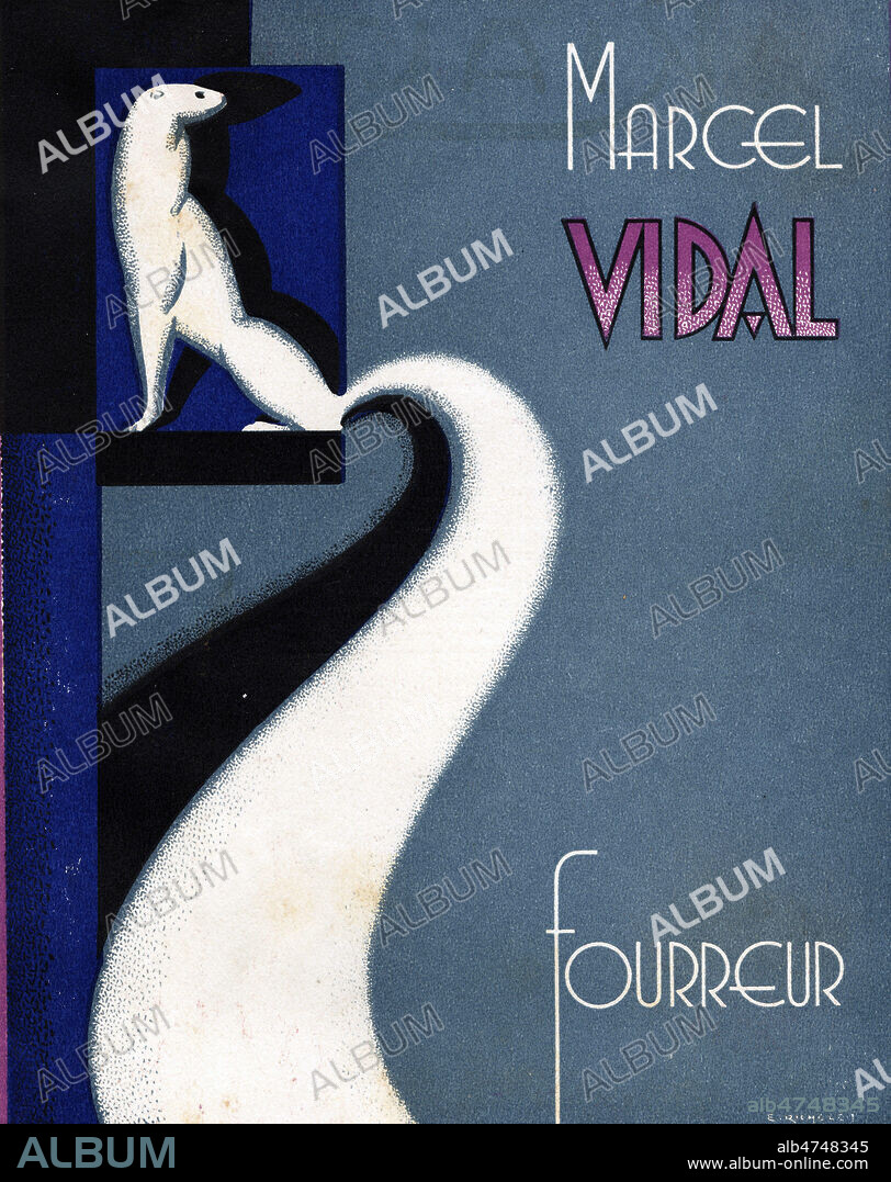 Carte publicitaire vers 1930 pour le fourreur Marcel Vidal. Illustration anonyme. Credit : Collection IM/KHARBINE-TAPABOR.