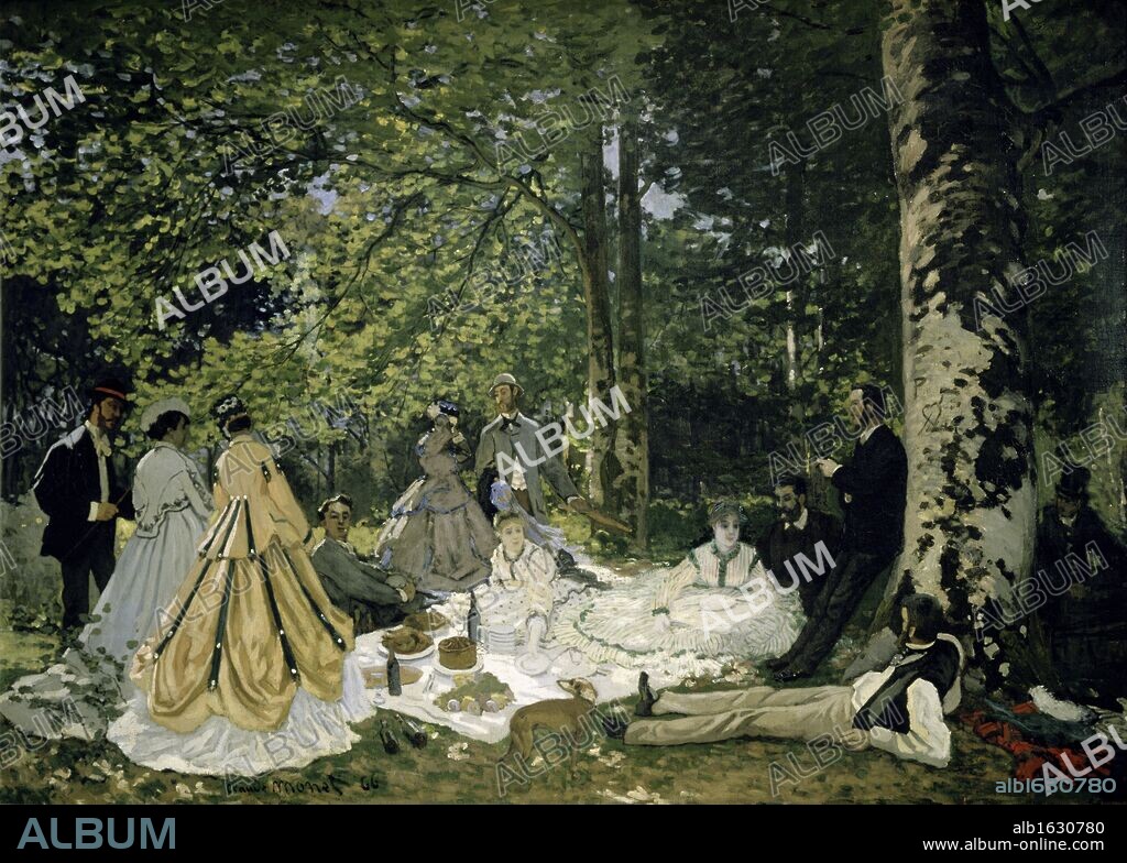 The Picnic   1866,   Claude Monet (1840-1926/ French)   Oil on Canvas   Hermitage Museum, St. Petersburg.