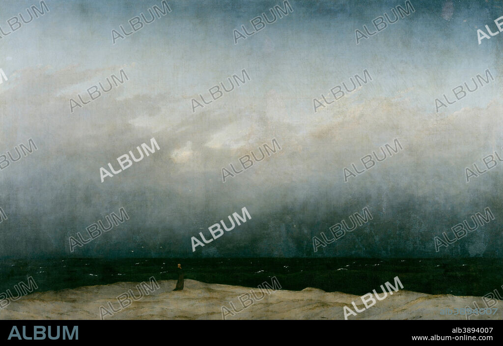 CASPAR DAVID FRIEDRICH. The Monk by the Sea. Date/Period: 1808 or 1810. Painting. Oil on canvas. Length: 171.5 cm (67.5 in); Height: 110 cm (43.3 in).