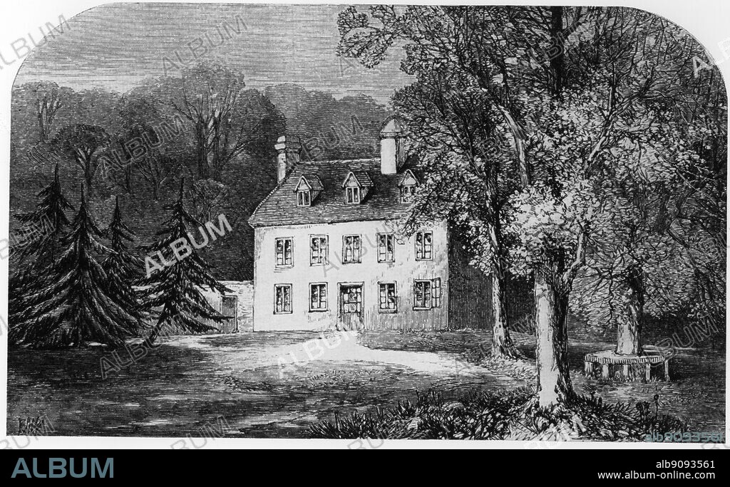 Steventon Parsonage in Hampshire - from "Memoirs of Jane Austen" by Edward Austen-Leigh, 1870 (her nephew).. Jane was born in this house in 1777.