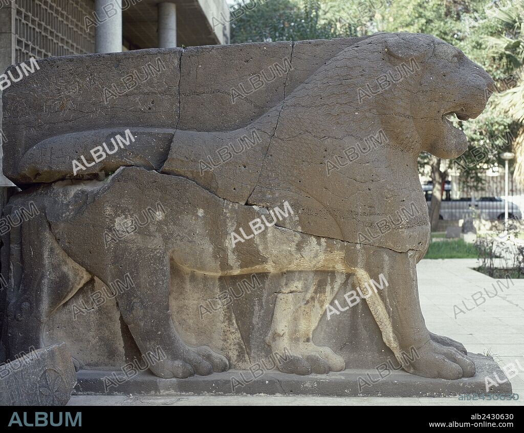 Syria. Syro-Hittite states or Neo-Hittite States. Iron Age. 1180 BC-700 BC. Relief of a lion at the entrance of the National Museum of Aleppo. (Photo taken before the Syrian civil war).
