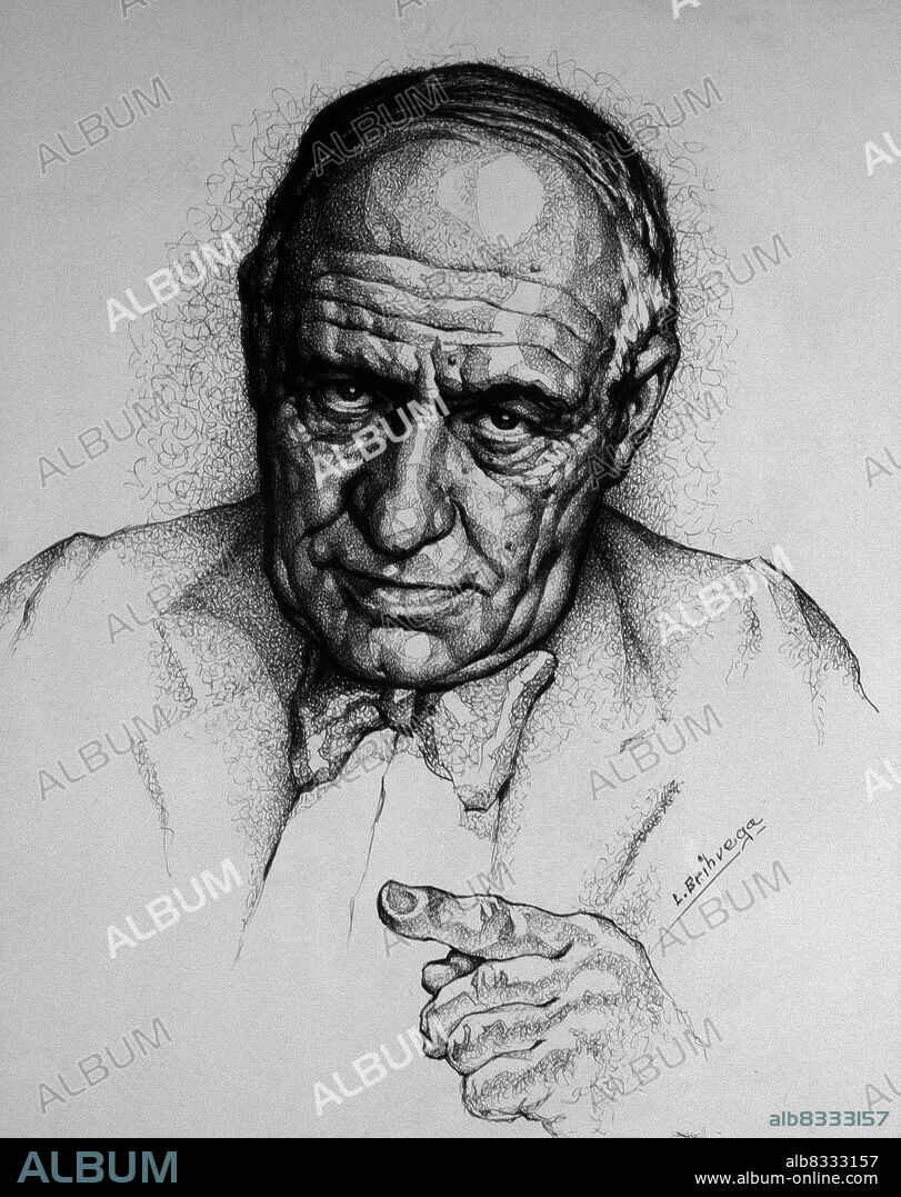 ORTEGA Y GASSET , JOSE. FILOSOFO Y ESCRITOR ESPAÑOL . MADRID 1883 - 1955. DIBUJO DE L . BRIHUEGA.