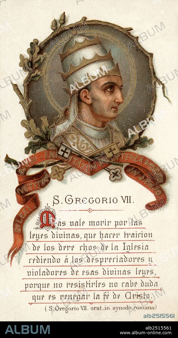San Gregorio VII (1020-1085), papa del 1083 al 1085. Grabado de 1900.