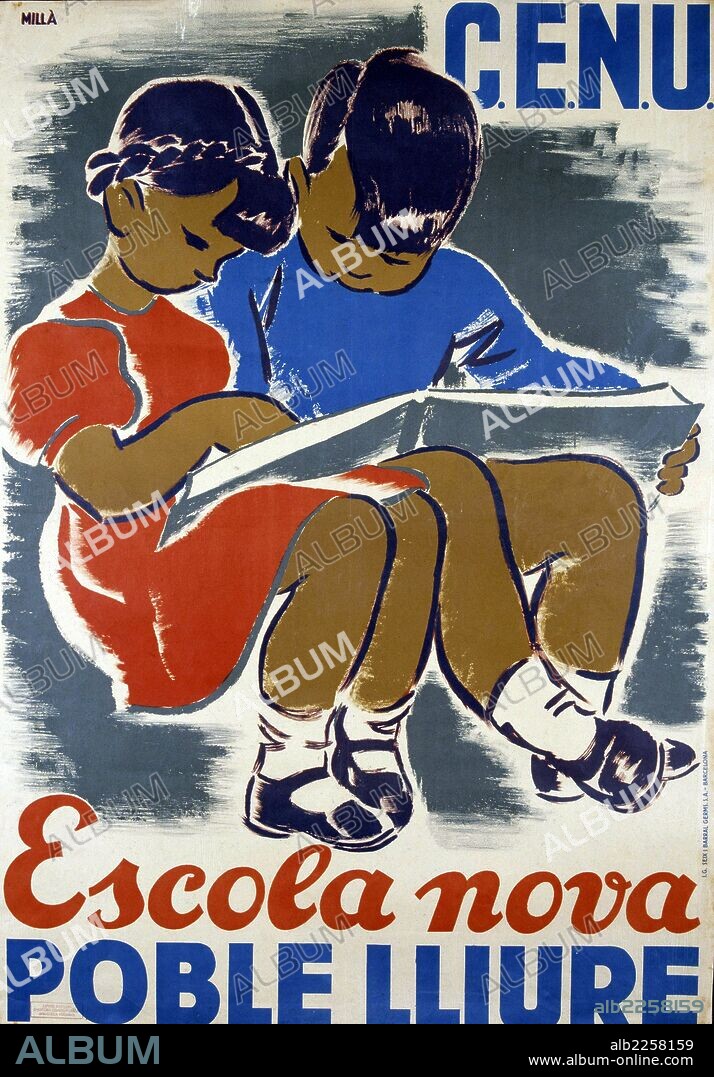 SEGUNDA REPUBLICA. ESPAÑA 1931-1939. CARTEL DE PROPAGANDA DE ESCOLA NOVA EDITADO EN CATALUÑA.