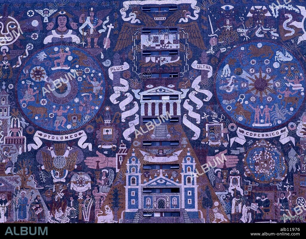 Mexico.Mexico D.F..Universidad Nacional Autonoma de Mexico(UNAM).Biblioteca Central.Mosaicos de Juan O´Gorman .