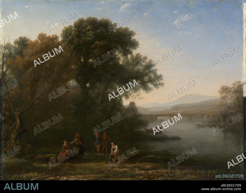The Ford. Artist: Claude Lorrain (Claude Gellée) (French, Chamagne 1604/5?-1682 Rome). Dimensions: 29 1/4 x 39 3/4 in. (74.3 x 101 cm). Date: possibly 1636.
This picture is accurately recorded in Claude's <i>Liber Veritatis</i>, the book of drawings the painter made to record his compositions and to protect himself against forgers and imitators. On the back of the drawing Claude noted that the picture was made for Paris, but the client is not named. In the eighteenth century, this painting belonged to Dr. Richard Mead, the famous collector in London. Then, it was called <i>Morning</i> and was paired with another Claude landscape entitled <i>Evening</i>, which had not been conceived as its pendant.