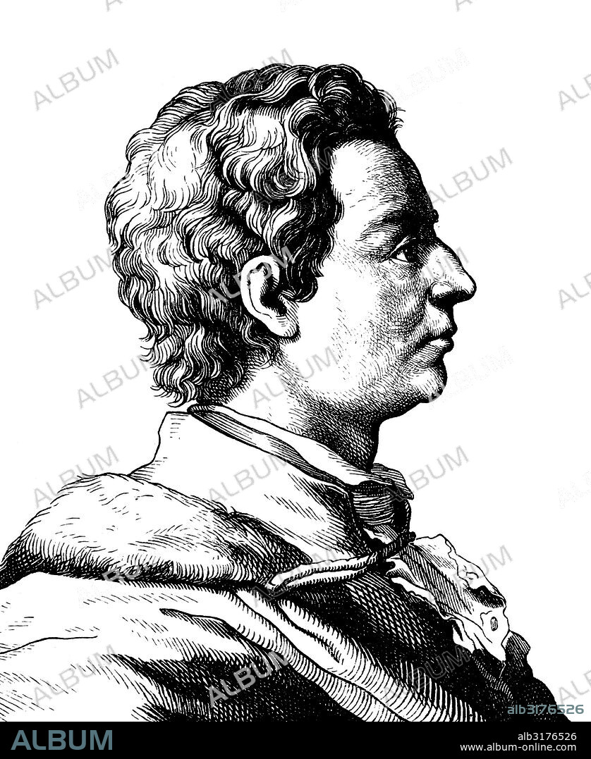 Digital improved image of anton raphael mengs, german painter, 1728 - 1779, portrait, historic illustration, 1880.