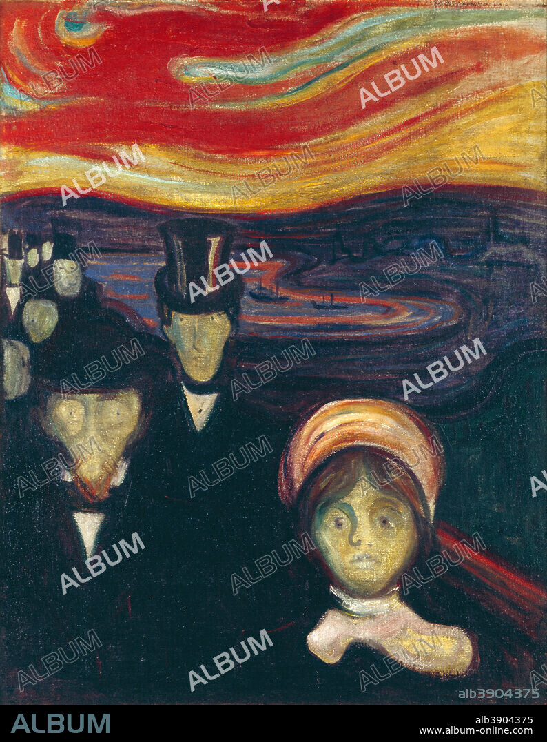 EDVARD MUNCH. Anxiety / Angst / Ansiedad. Date/Period: 1894. Painting. Oil on canvas. 94x74 cm.