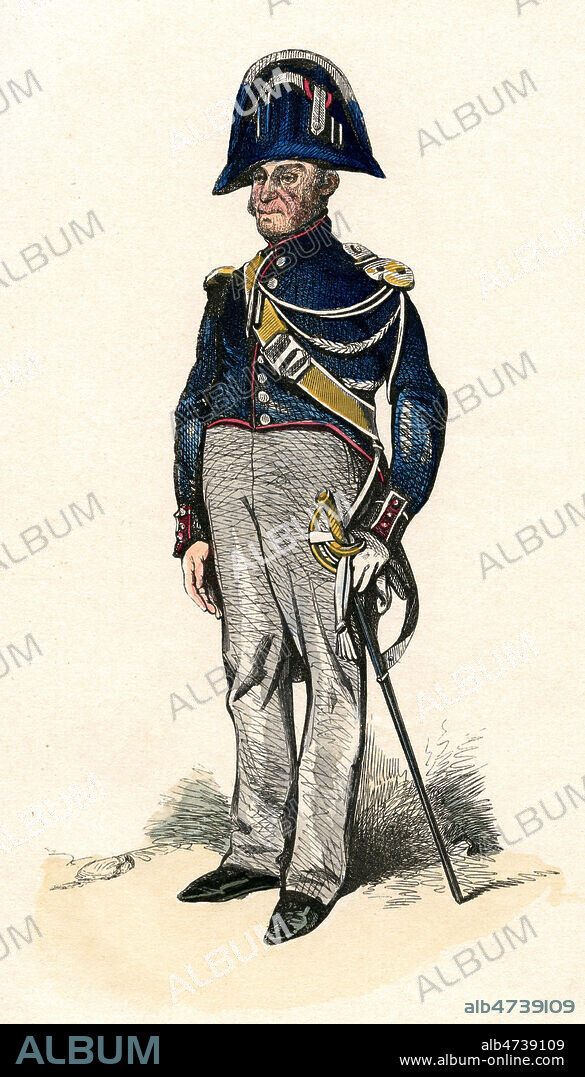 Le gendarme. Illustration de Henry MONNIER (1805-1877) pour Scenes populaires, sorti en 1830, ici edition de 1879. (Repris dans la collection Les Francais peint par eux-memes en 1841). Credit : Collection Kharbine-Tapabor.