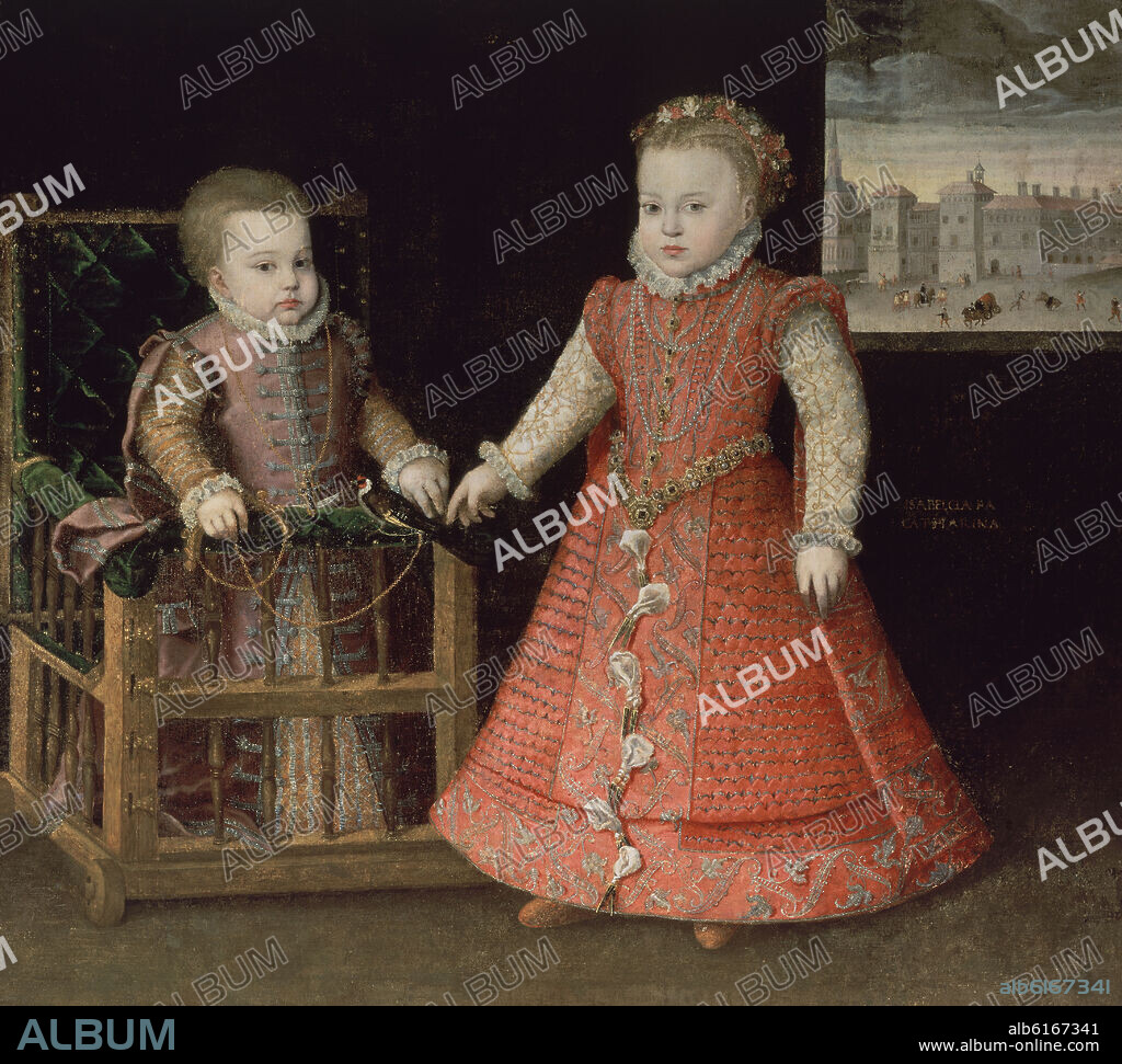 ALONSO SANCHEZ COELLO (1531-1588). LAS INFANTAS ISABEL CLARA EUGENIA Y CATALINA MICAELA - 1568-1569 - RENACIMIENTO ESPAÑOL.