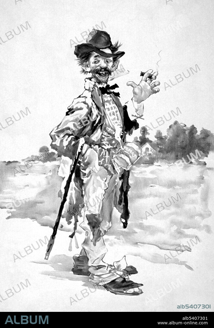 Hobo Smoking Cigar, 1899