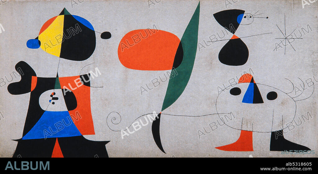 JOAN MIRÓ. Joan Miró / 'Pintura mural para Joaquim Gomis', 1948, Óleo sobre fibrocemento, 125 x 250 cm.