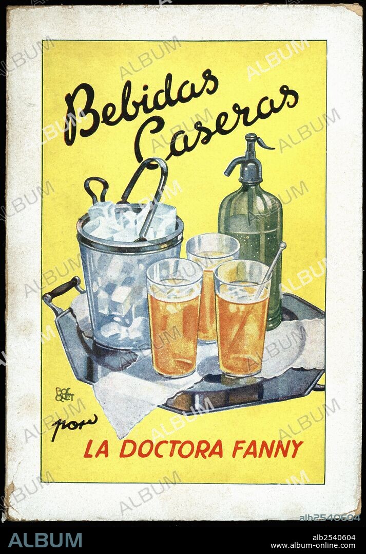 Portada del libro de cocina Bebidas caseras, recetas de la doctora Fanny. Barcelona, 1930.