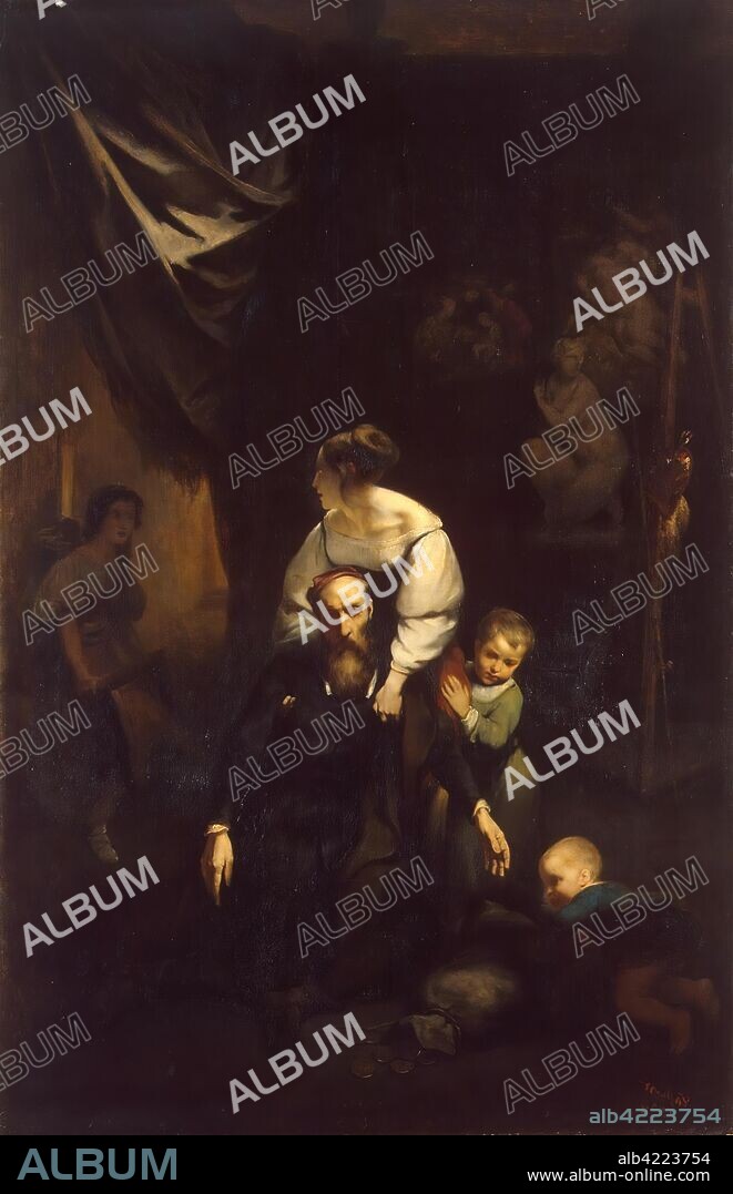 NICOLAS FRANçOIS OCTAVE TASSAERT. 'Death of Correggio'. France, 1834. Dimensions: 143,5x94 cm.