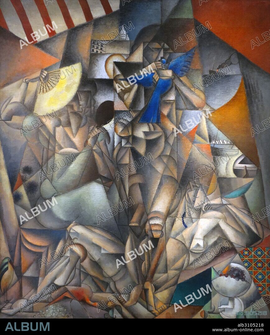 Jean metzinger 1883-1956 Artist: The Blue Bird. 1913 Oil on canvas. French painter, theorist, writer, critic and poet born in Nantes, France who, along with Albert Gleizes, developed the theoretical foundations of Cubism.