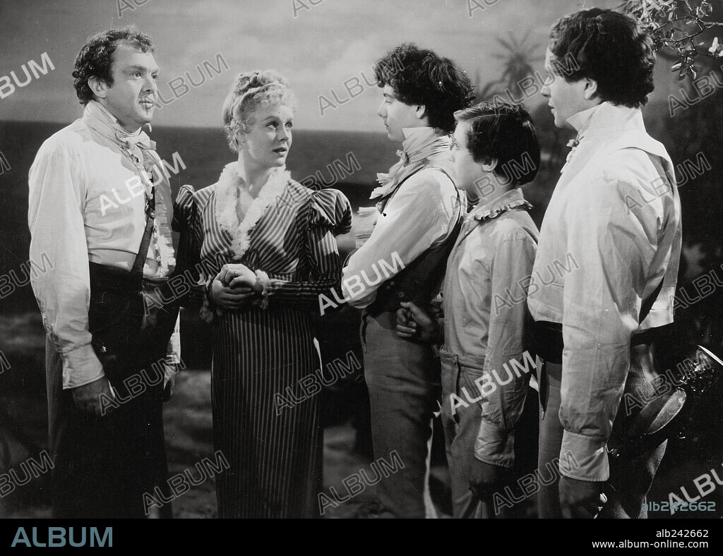 EDNA BEST, FREDDIE BARTHOLOMEW, TERRY KILBURN, THOMAS MITCHELL and TIM HOLT in SWISS FAMILY ROBINSON, 1940, directed by EDWARD LUDWIG. Copyright RKO.
