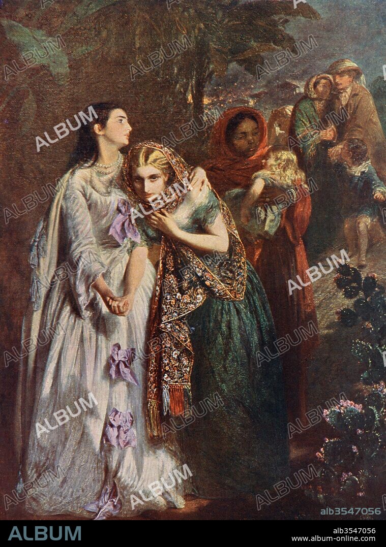 The Flight from Lucknow 1857, after the painting by Abraham Solomon. Defenders and civilians evacuated from the Residency after The Siege of Lucknow during the Indian Rebellion of 1857. From The Century Edition of Cassell's History of England, published c. 1900.